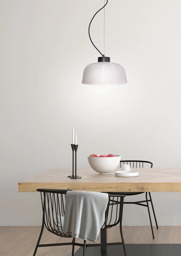 Lampa Wisząca Liverpool II M Przeźroczyste Szkło Czarny Kabel