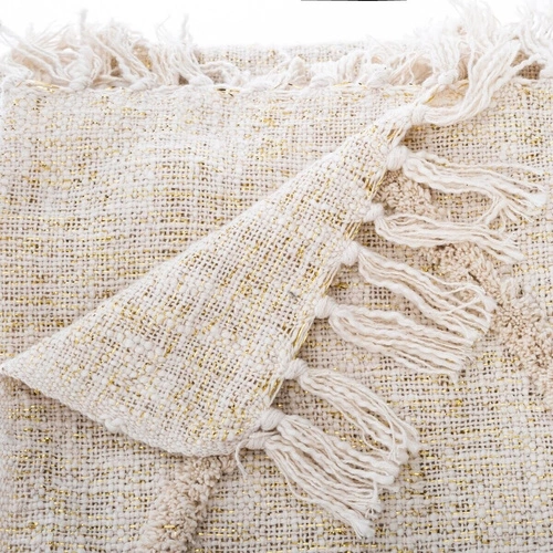 Narzuta bawełniana Shine 130x180 cm beżowa boho do sypialni Atmosphera