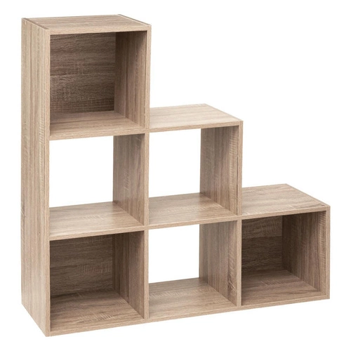 Regał na książki schodkowy Kali 6 półek skandynawski naturalny modułowy do salonu