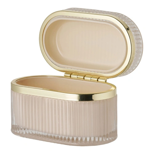 House Nordic szklane pudełko ozdobne Love beżowo‑złote dekoracyjne