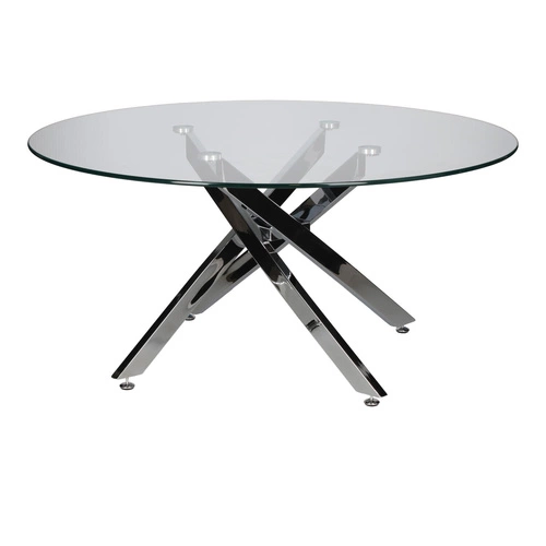 Stolik kawowy Amber 90 cm okrągły szklany chrom nowoczesny glamour do salonu Intesi