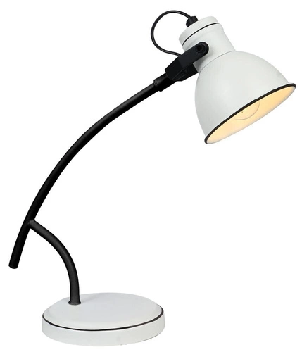 Lampka nocna Zumba nowoczesna metalowa biało-czarna do sypialni i na biurko 38 cm