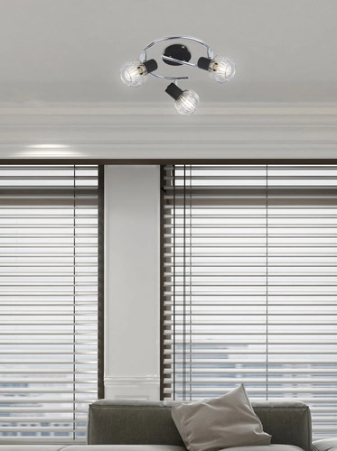 Lampa sufitowa Oslo czarno-chrom 3-punktowa regulowana do salonu i kuchni 42 cm
