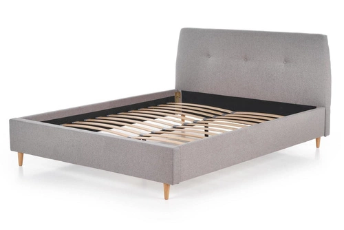 Łóżko tapicerowane Dori 160x200 szare do sypialni nowoczesne z oparciem Intesi