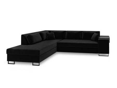 Narożnik z funkcją spania York Black Velvet lewostronny