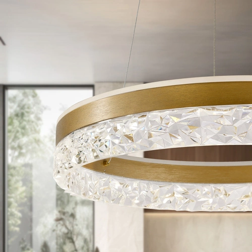 Lampa wisząca FROZI złoty 32W 3000K LED kryształki bezbarwne