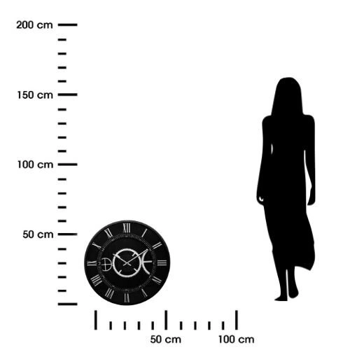 Nowoczesny duży zegar ścienny Kerian 57 cm czarny z cichym mechanizmem do salonu Atmosphera