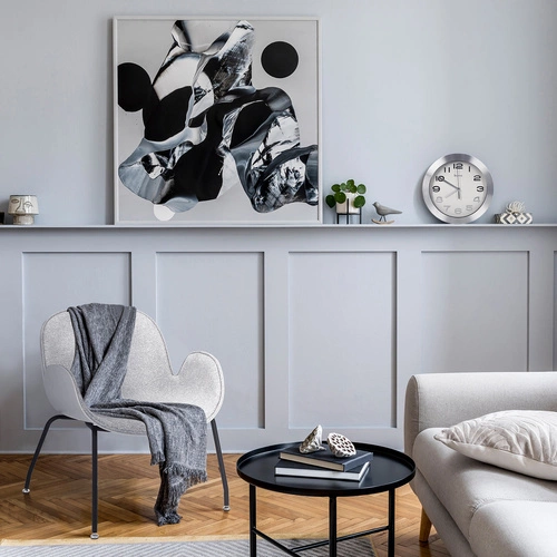 Zegar ścienny glamour Ago Intesi biały chrom elegancki do salonu lub biura 20 cm