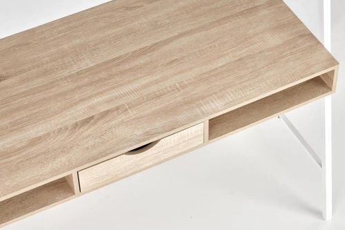 Biurko dwustanowiskowe Suplika dąb sonoma z szufladami i nadstawką nowoczesne do pracy Intesi