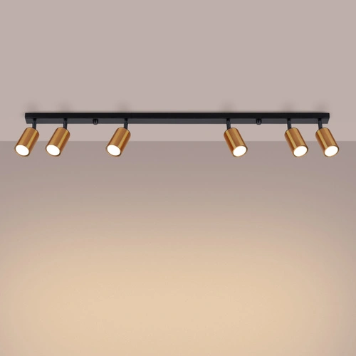 Plafon sufitowy nowoczesny WINX 6L czarny miedź regulowany do salonu i jadalni SOLLUX