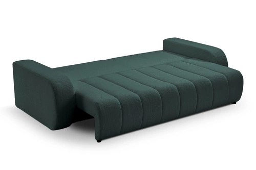 Sofa rozkładana 3 osobowa Hobro zielona z funkcją spania i pojemnikiem do salonu