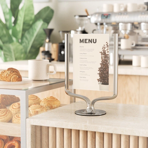 Ramka na zdjęcia 10x15 Wishbone Umbra srebrna stojąca loftowa dwustronna aluminium