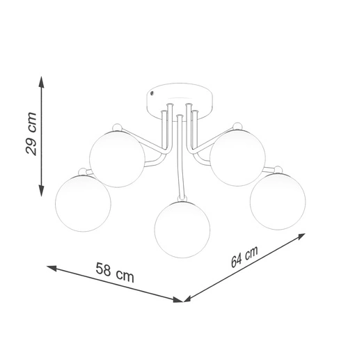 Żyrandol do salonu ASTRAL 5 biały minimalistyczny szklane kule nowoczesny Sollux Lighting