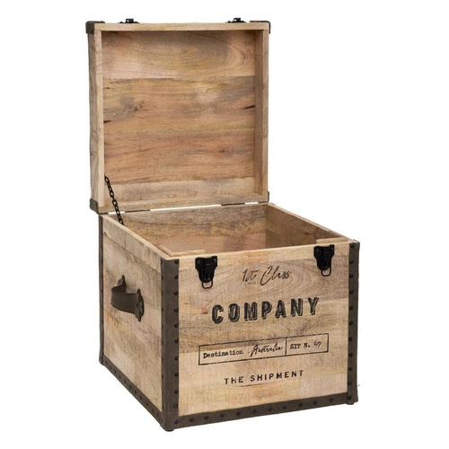 Pufa ze schowkiem Colonial Atmosphera brązowa kwadratowa do salonu i przedpokoju 49 cm