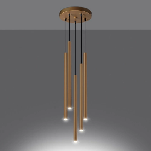 Nowoczesna złota lampa wisząca Pastelo 5P do salonu i jadalni SOLLUX LIGHTING