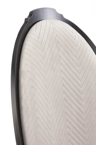 Krzesło tapicerowane Gilbert do jadalni beżowe z czarnymi nogami vintage glamour Intesi