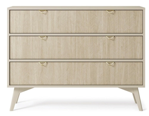 Komoda z szufladami Sage 106 cm drewniana w jodełkę glamour do salonu i sypialni