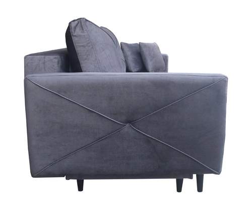 Sofa rozkładana Saxo 2 osobowa z funkcją spania i pojemnikiem grafitowa do salonu nowoczesna