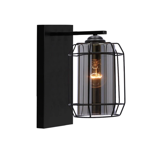 Kinkiet Jonera lampa czarny p25 1x40W  E27 klosz dymiony
