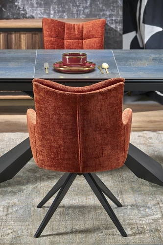 Stół rozkładany do jadalni Narel 180-230 cm nowoczesny niebieski marmur czarne nogi Intesi