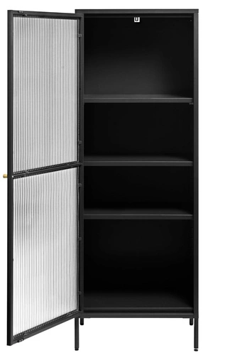 Witryna Bronco czarna szklana loftowa do salonu na alkohol 160 cm