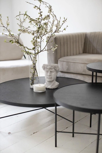 Stolik kawowy okrągły Tre 90 cm czarny dębowy nowoczesny do salonu NORDIFRA