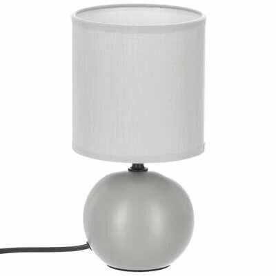 Lampka nocna do sypialni Timeo Atmosphera nowoczesna ceramiczna jasnoszara z abażurem 25 cm