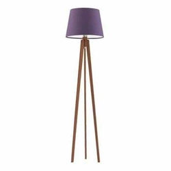 Lampa podłogowa do salonu Curacao Lysne nowoczesna drewniana z fioletowym abażurem 158 cm