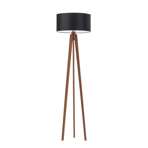 Lampa podłogowa MIAMI abażur czarny stelaż mahoniowy