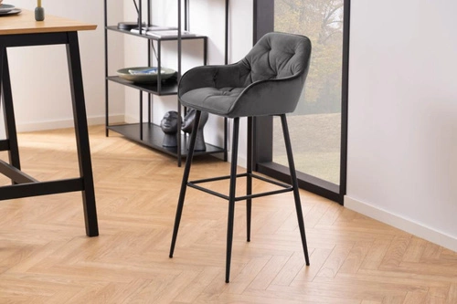 Hoker Brooke VIC szary glamour tapicerowany z podłokietnikami do kuchni i wyspy 80 cm Actona