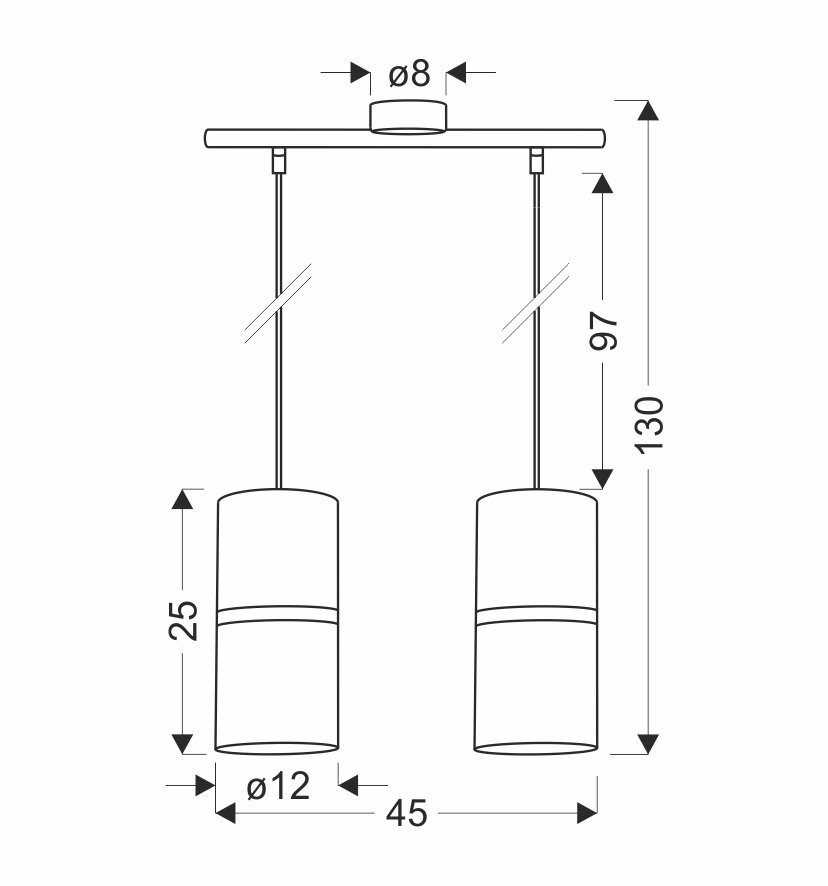 Lampa wisząca Gina czarny 2x60 E27 abażur 12x25 czarny złota folia+złoty pasek