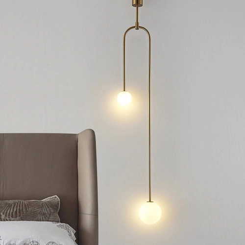Lampa wisząca kula Loop złota nowoczesna do salonu i nad wyspę 123 cm Step into Design