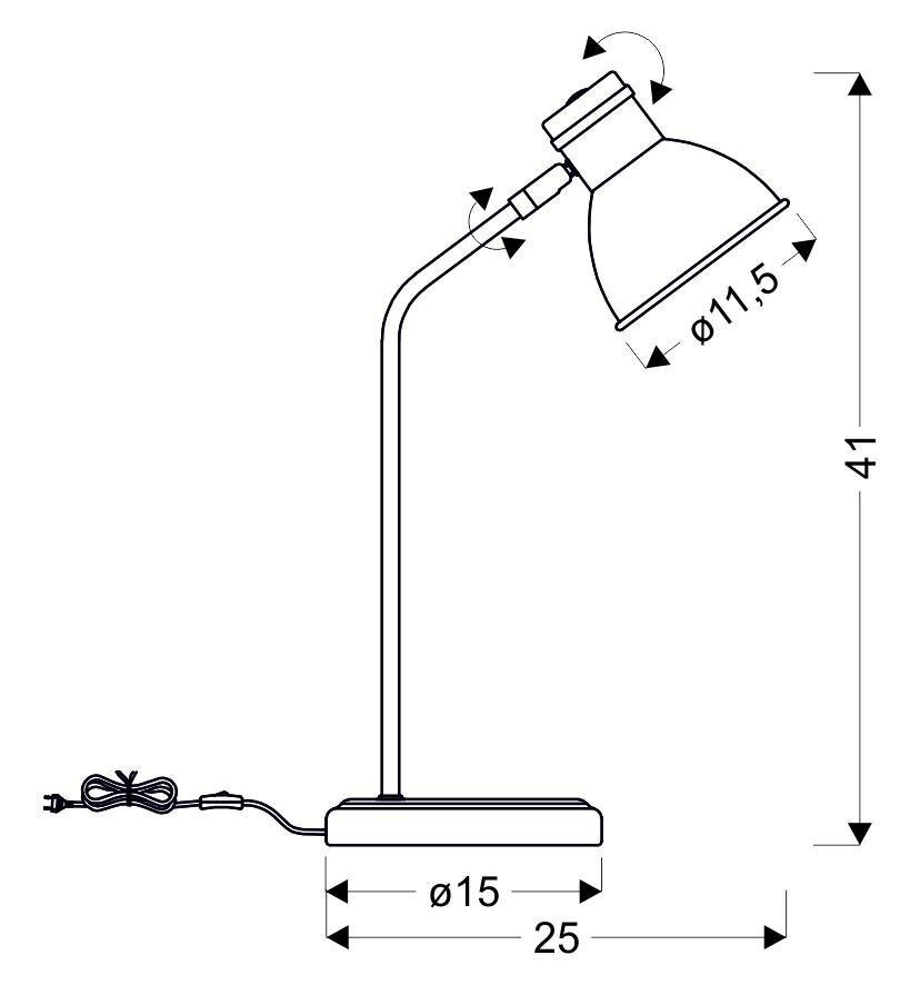 Lampa stołowa Zumba sztyca prosta 1x40W E14 biały+czarny