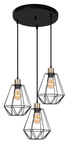 Lampa wisząca Primo talerz czarny+patyna  3x60W E27 klosz czarny