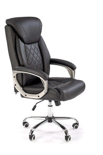 Fotel biurowy ergonomiczny Einar czarny skórzany obrotowy z podłokietnikami TILT do biura