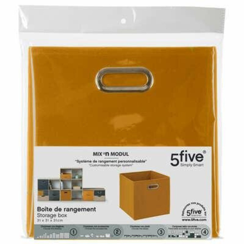 Pudełko do regału 31x31cm materiałowe musztardowe z uchwytem 5five simply smart