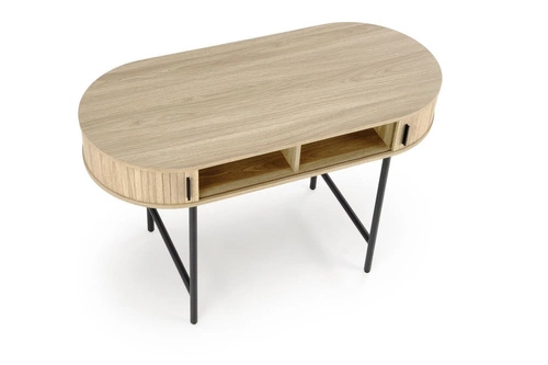 Biurko Bahli skandynawskie do pracy 120 cm nowoczesne naturalne z czarnymi nogami Intesi