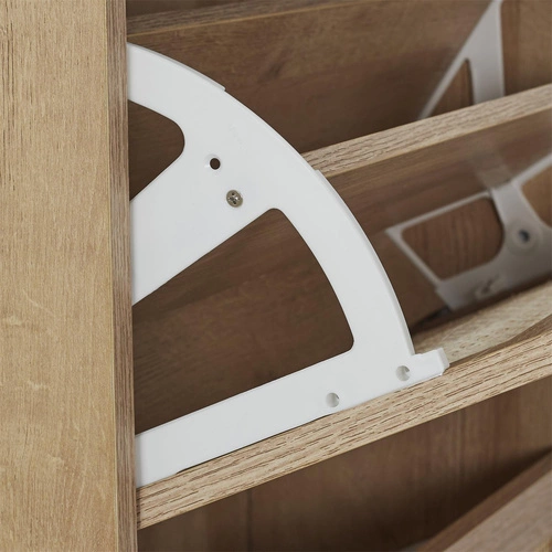 Szafka na buty Bali naturalna wysoka z trzema półkami i ażurowym frontem rattan boho