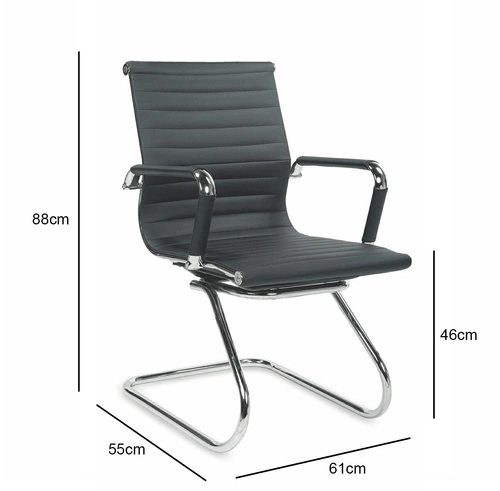 Krzesło biurowe Skid Intesi czarne tapicerowane ekoskóra nowoczesne z podłokietnikami na płozach