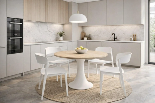 Krzesło Ribbon beżowe z tworzywa nowoczesne krzesło do jadalni i kuchni