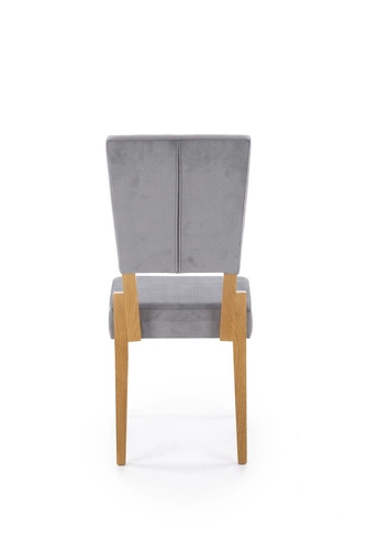 Krzesło tapicerowane Adrien szare welurowe do jadalni i salonu na drewnianych nogach