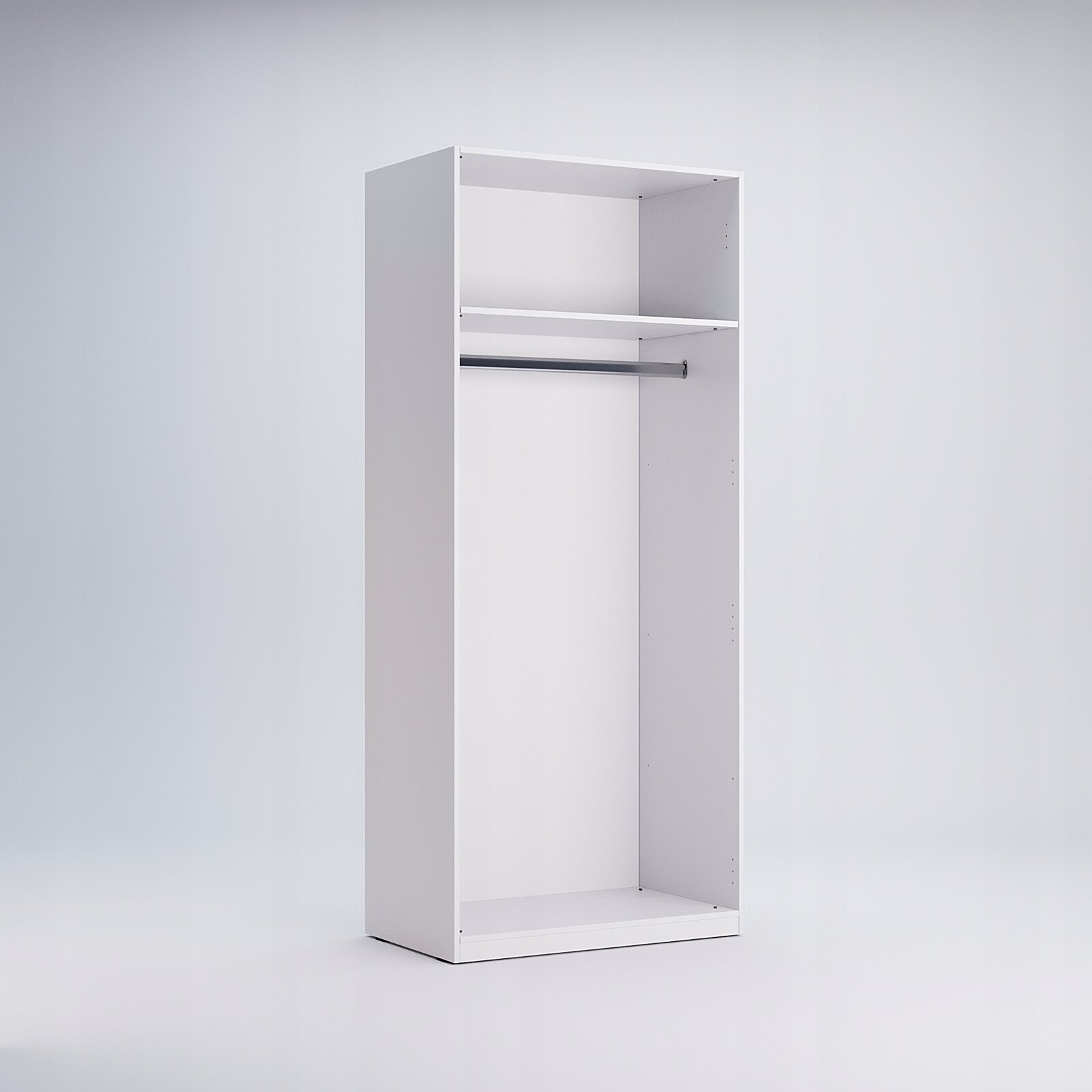 Szafa Flory biała połysk nowoczesna 2-drzwiowa z półką i drążkiem do sypialni