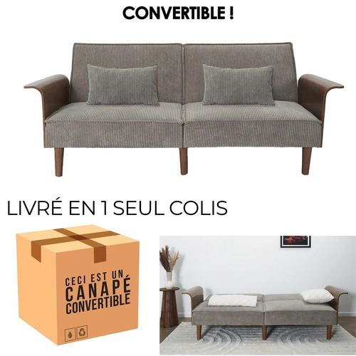 Sofa rozkładana Scott szara sztruksowa 3 osobowa z regulowanym oparciem do salonu Intesi