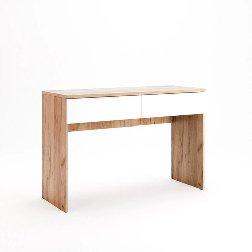 Nowoczesna toaletka do sypialni Tissa dąb craft biały połysk z szufladami Intesi