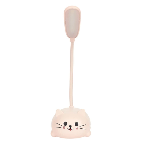 Lampka biurkowa LED Kitty różowa nowoczesna akumulatorowa do pokoju dziecka Intesi 21 cm