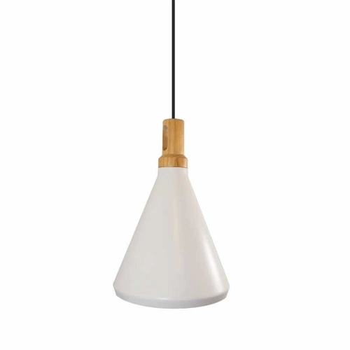 Lampa wisząca NORDIC WOODY biała drewniana 25 cm do jadalni i kuchni regulowana