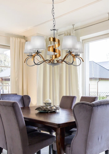 Lampa wisząca glamour Denis biała z regulacją wysokości do salonu i jadalni 68 cm