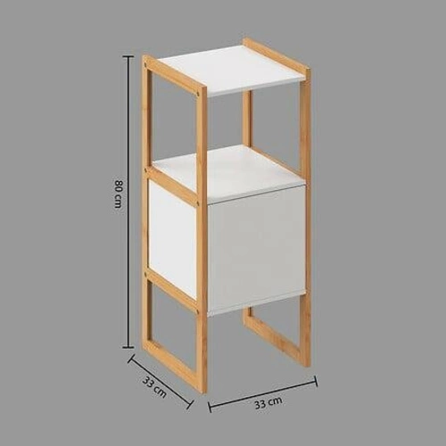 Biała szafka łazienkowa stojąca Natureo 80 cm z drewna bambusowego, nowoczesna do małej łazienki