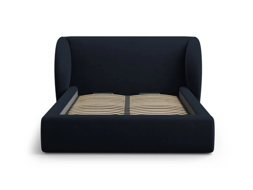 Łóżko tapicerowane Miley 140x200 niebieskie welurowe z pojemnikiem do sypialni