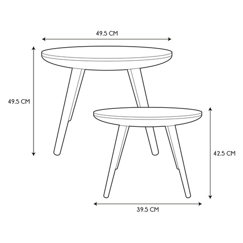Zestaw 2 okrągłych stolików kawowych Intesi biały/naturalny skandynawski drewniany 2w1 do salonu
